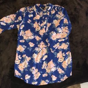 Rue21 Blouse. Blue with multicolored flowers